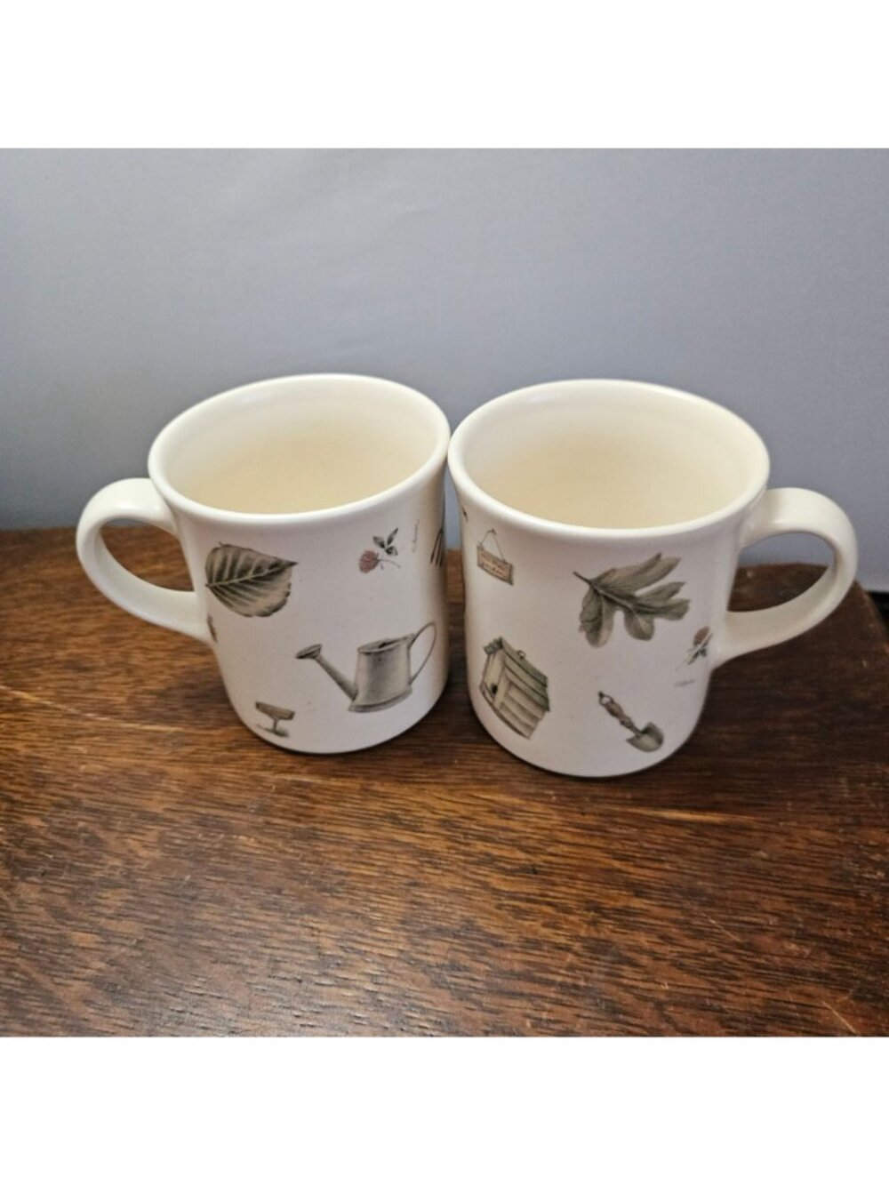 2 Pfaltzgraff Naturewood Mugs 4" nature gardening 16oz cottagecore farmhouse cof - Picture 9 of 9